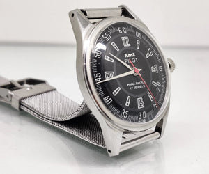 Hmt Pilot Mechanical Handwinding Movement stainless Steel Para Shock 17 Jewels Analog Dial Wrist Watch For Men National Watches