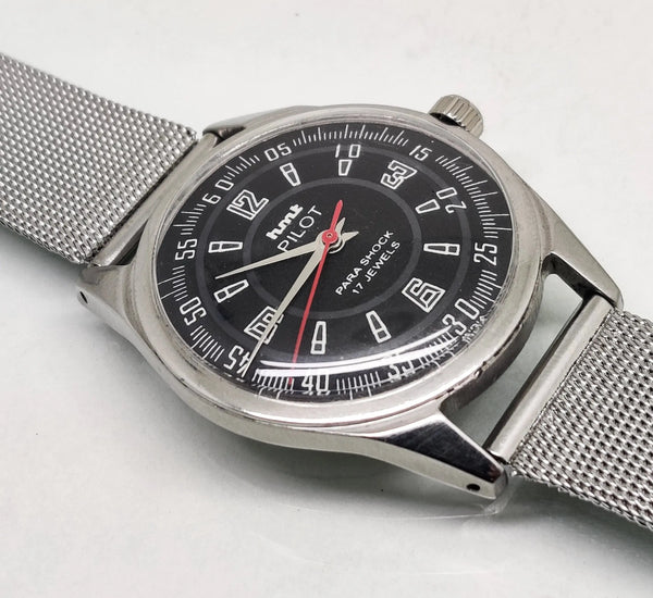 Hmt Pilot Mechanical Handwinding Movement stainless Steel Para Shock 17 Jewels Analog Dial Wrist Watch For Men National Watches