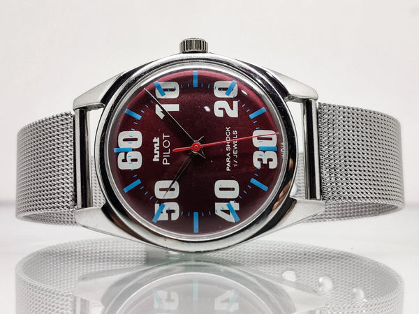 Hmt Pilot Mechanical Handwinding Movement stainless Steel Para Shock 17 Jewels Analog Dial Wrist Watch For Men National Watches