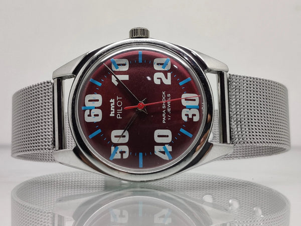 Hmt Pilot Mechanical Handwinding Movement stainless Steel Para Shock 17 Jewels Analog Dial Wrist Watch For Men National Watches