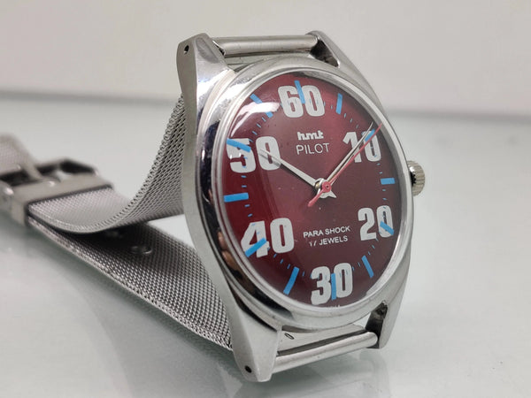 Hmt Pilot Mechanical Handwinding Movement stainless Steel Para Shock 17 Jewels Analog Dial Wrist Watch For Men National Watches