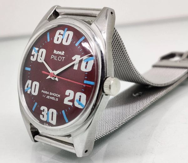 Hmt Pilot Mechanical Handwinding Movement stainless Steel Para Shock 17 Jewels Analog Dial Wrist Watch For Men National Watches