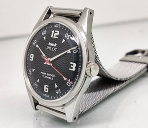 Hmt Pilot Mechanical Handwinding Movement stainless Steel Para Shock 17 Jewels Analog Dial Wrist Watch For Men National Watches