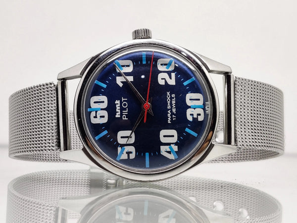 Hmt Pilot Mechanical Handwinding Movement stainless Steel Para Shock 17 Jewels Analog Dial Wrist Watch For Men National Watches