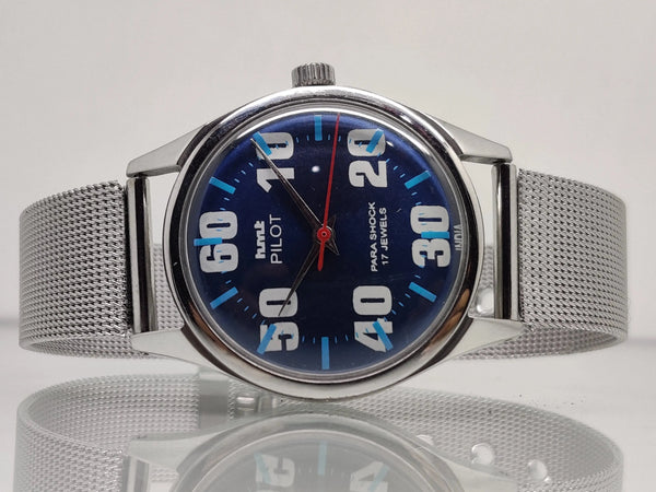Hmt Pilot Mechanical Handwinding Movement stainless Steel Para Shock 17 Jewels Analog Dial Wrist Watch For Men National Watches