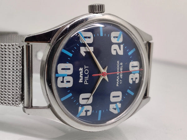 Hmt Pilot Mechanical Handwinding Movement stainless Steel Para Shock 17 Jewels Analog Dial Wrist Watch For Men National Watches