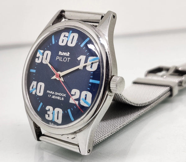Hmt Pilot Mechanical Handwinding Movement stainless Steel Para Shock 17 Jewels Analog Dial Wrist Watch For Men National Watches