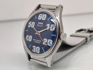 Hmt Pilot Mechanical Handwinding Movement stainless Steel Para Shock 17 Jewels Analog Dial Wrist Watch For Men National Watches