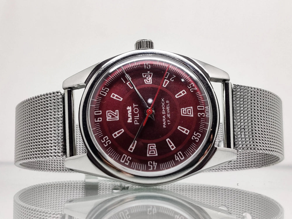 Hmt Pilot Mechanical Handwinding Movement stainless Steel Para Shock 17 Jewels Analog Dial Wrist Watch For Men National Watches