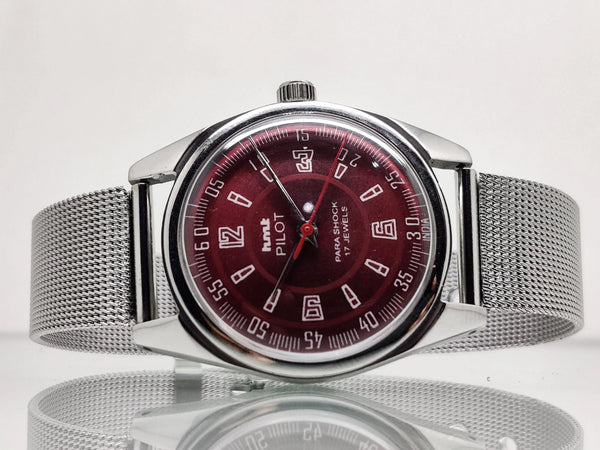 Hmt Pilot Mechanical Handwinding Movement stainless Steel Para Shock 17 Jewels Analog Dial Wrist Watch For Men National Watches