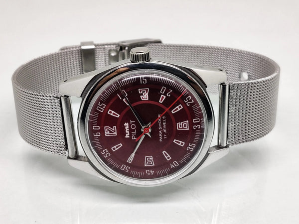 Hmt Pilot Mechanical Handwinding Movement stainless Steel Para Shock 17 Jewels Analog Dial Wrist Watch For Men National Watches