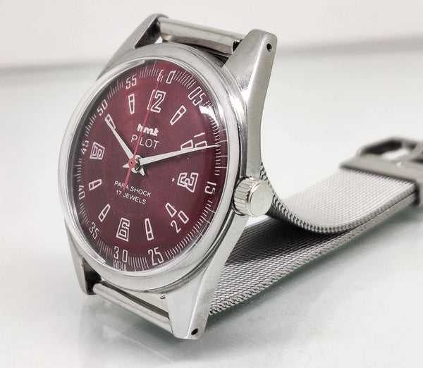 Hmt Pilot Mechanical Handwinding Movement stainless Steel Para Shock 17 Jewels Analog Dial Wrist Watch For Men National Watches