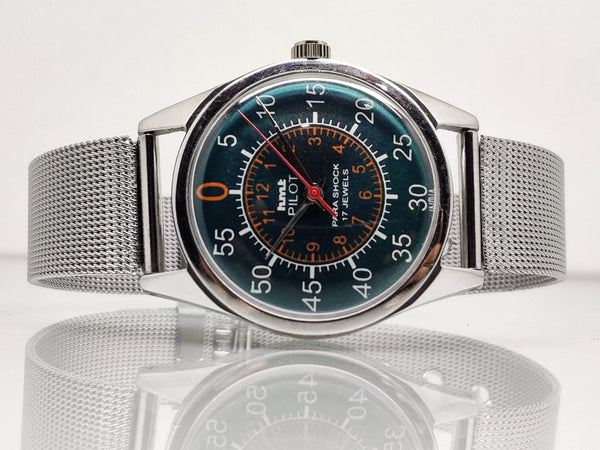 Hmt Pilot Mechanical Handwinding Movement stainless Steel Para Shock 17 Jewels Analog Dial Wrist Watch For Men National Watches