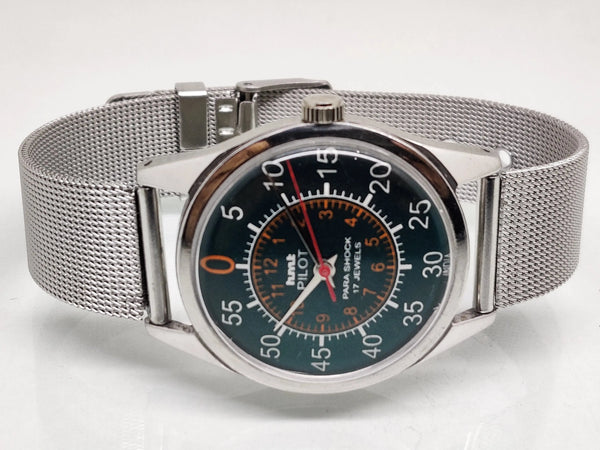 Hmt Pilot Mechanical Handwinding Movement stainless Steel Para Shock 17 Jewels Analog Dial Wrist Watch For Men National Watches
