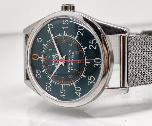 Hmt Pilot Mechanical Handwinding Movement stainless Steel Para Shock 17 Jewels Analog Dial Wrist Watch For Men National Watches