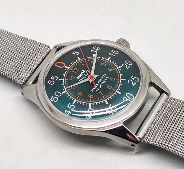Hmt Pilot Mechanical Handwinding Movement stainless Steel Para Shock 17 Jewels Analog Dial Wrist Watch For Men National Watches