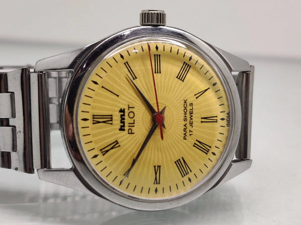Hmt Pilot Mechanical Handwinding Movement stainless Steel Para Shock 17 Jewels Analog Dial Wrist Watch For Men National Watches