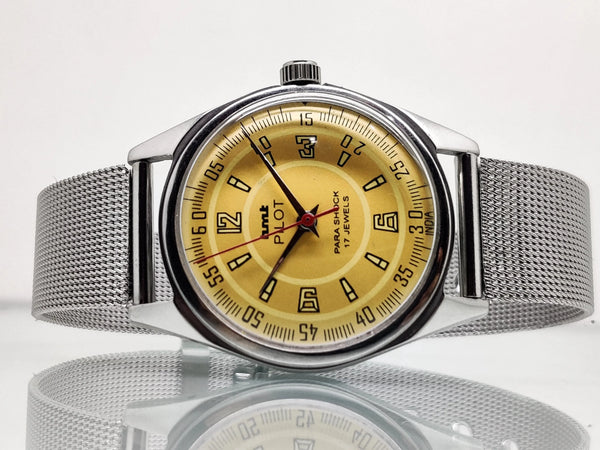 Hmt Pilot Mechanical Handwinding Movement stainless Steel Para Shock 17 Jewels Analog Dial Wrist Watch For Men National Watches