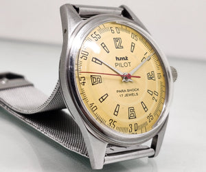 Hmt Pilot Mechanical Handwinding Movement stainless Steel Para Shock 17 Jewels Analog Dial Wrist Watch For Men National Watches
