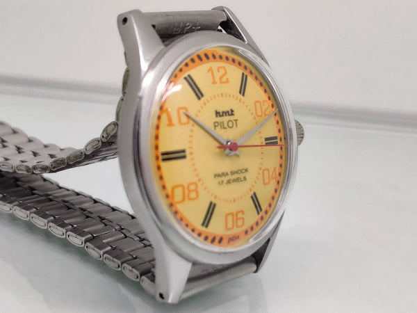 Hmt Pilot Mechanical Handwinding Movement stainless Steel Para Shock 17 Jewels Analog Dial Wrist Watch For Men National Watches