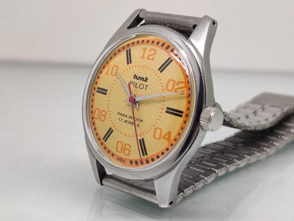 Hmt Pilot Mechanical Handwinding Movement stainless Steel Para Shock 17 Jewels Analog Dial Wrist Watch For Men National Watches