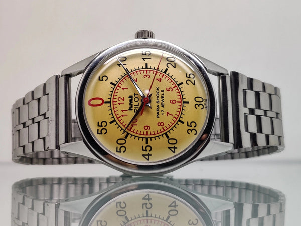 Hmt Pilot Mechanical Handwinding Movement stainless Steel Para Shock 17 Jewels Analog Dial Wrist Watch For Men National Watches