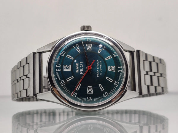 Hmt Pilot Mechanical Handwinding Movement stainless Steel Para Shock 17 Jewels Analog Dial Wrist Watch For Men National Watches