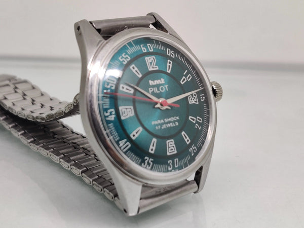 Hmt Pilot Mechanical Handwinding Movement stainless Steel Para Shock 17 Jewels Analog Dial Wrist Watch For Men National Watches
