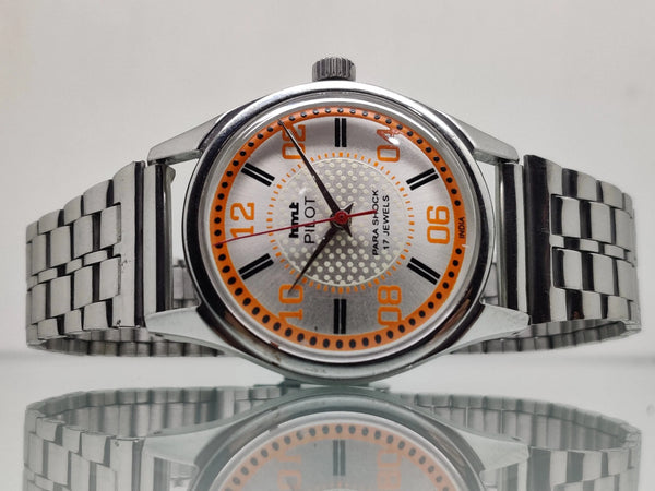 Hmt Pilot Mechanical Handwinding Movement stainless Steel Para Shock 17 Jewels Analog Dial Wrist Watch For Men National Watches