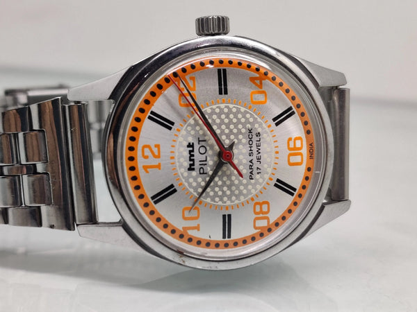 Hmt Pilot Mechanical Handwinding Movement stainless Steel Para Shock 17 Jewels Analog Dial Wrist Watch For Men National Watches