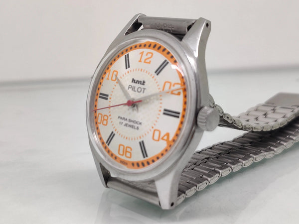 Hmt Pilot Mechanical Handwinding Movement stainless Steel Para Shock 17 Jewels Analog Dial Wrist Watch For Men National Watches