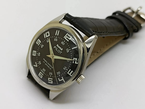 Hmt Pilot Mechanical Handwinding Movement stainless Steel Para Shock 17 Jewels Analog Dial Wrist Watch For Men National Watches