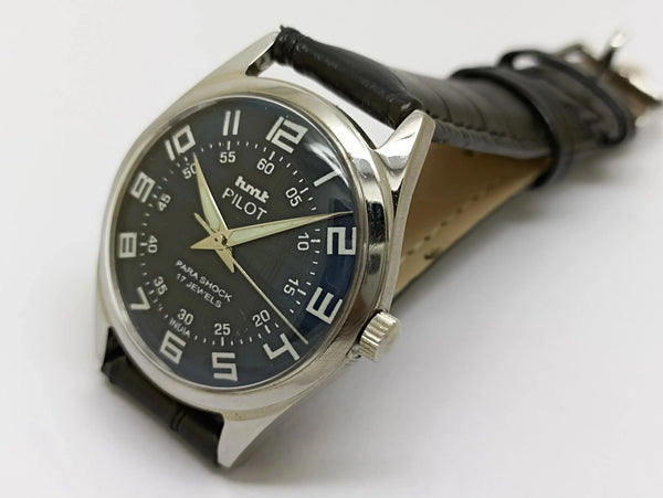 Hmt Pilot Mechanical Handwinding Movement stainless Steel Para Shock 17 Jewels Analog Dial Wrist Watch For Men National Watches