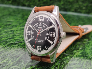 Hmt Pilot Mechanical Handwinding Movement leather Jewels Analog Dial Wrist Watch For Me National Watches