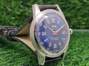 Hmt Pilot Mechanical Handwinding Movement leather Jewels Analog Dial Wrist Watch For Me National Watches