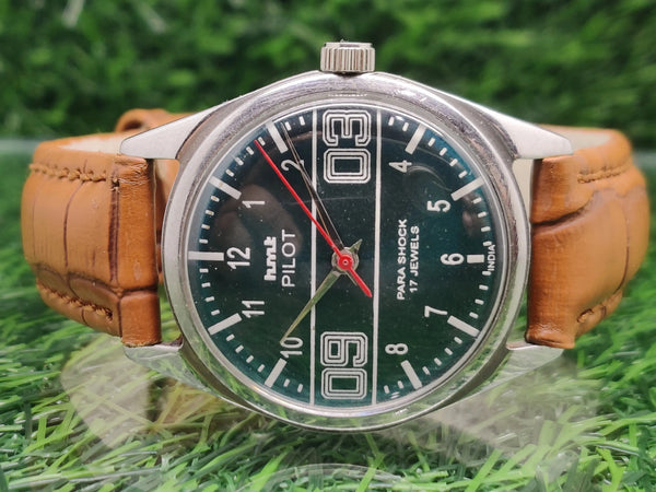 Hmt Pilot Mechanical Handwinding Movement leather Jewels Analog Dial Wrist Watch For Me National Watches