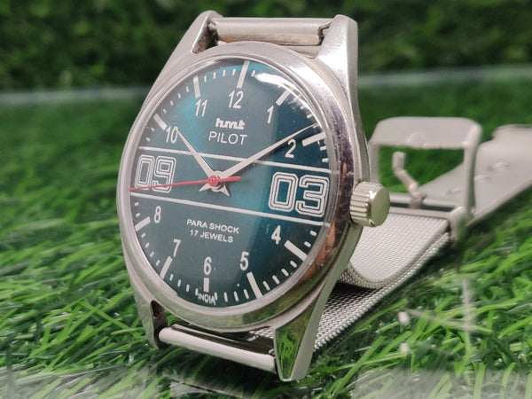Hmt Pilot Mechanical Handwinding Movement stainless Steel Para Shock 17 Jewels Analog Dial Wrist Watch For Men National Watches