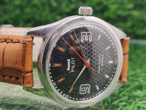 Hmt Pilot Mechanical Handwinding Movement leather Jewels Analog Dial Wrist Watch For Me National Watches