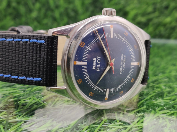 Hmt Pilot Mechanical Handwinding Movement leather Jewels Analog Dial Wrist Watch For Me National Watches