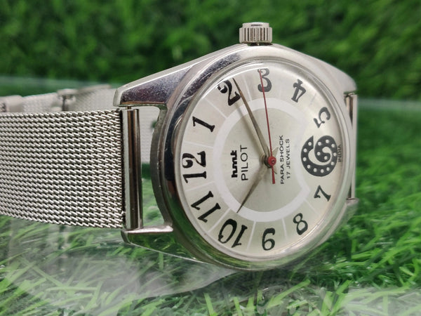 Hmt Pilot Mechanical Handwinding Movement stainless Steel Para Shock 17 Jewels Analog Dial Wrist Watch For Men National Watches