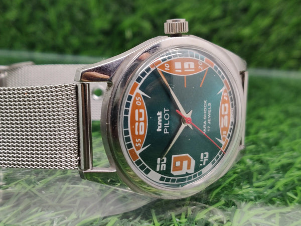 Hmt Pilot Mechanical Handwinding Movement stainless Steel Para Shock 17 Jewels Analog Dial Wrist Watch For Men National Watches