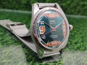 Hmt Pilot Mechanical Handwinding Movement stainless Steel Para Shock 17 Jewels Analog Dial Wrist Watch For Men National Watches