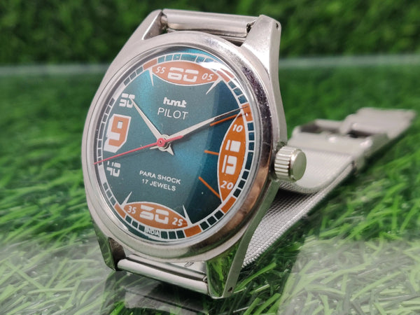 Hmt Pilot Mechanical Handwinding Movement stainless Steel Para Shock 17 Jewels Analog Dial Wrist Watch For Men National Watches