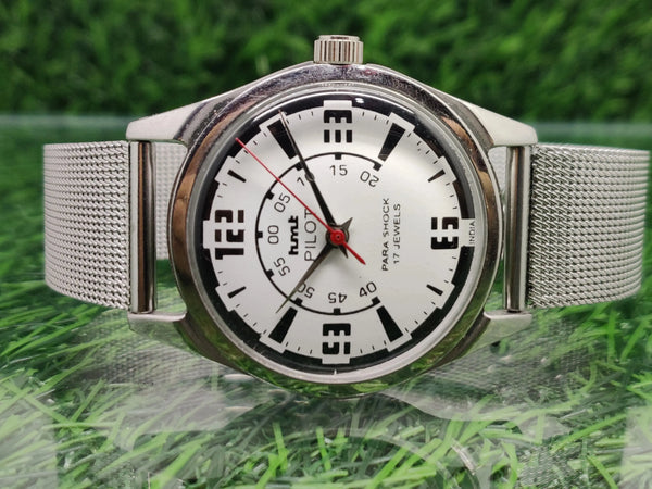 Hmt Pilot Mechanical Handwinding Movement stainless Steel Para Shock 17 Jewels Analog Dial Wrist Watch For Men National Watches