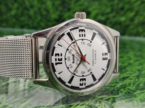 Hmt Pilot Mechanical Handwinding Movement stainless Steel Para Shock 17 Jewels Analog Dial Wrist Watch For Men National Watches