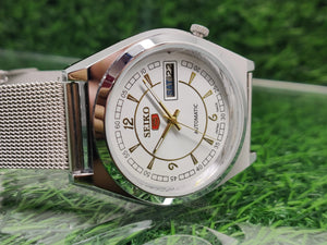 Seiko 5 white Dial Automatic Vintage Watch National Watches