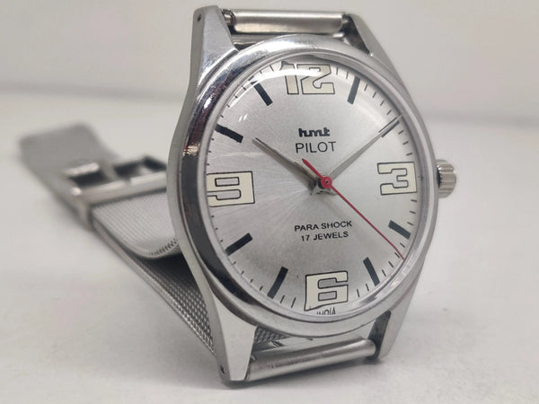 Hmt Pilot Mechanical Handwinding Movement stainless Steel Para Shock 17 Jewels Analog Dial Wrist Watch For Men National Watches