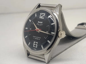 Hmt Pilot Mechanical Handwinding Movement stainless Steel Para Shock 17 Jewels Analog Dial Wrist Watch For Men National Watches