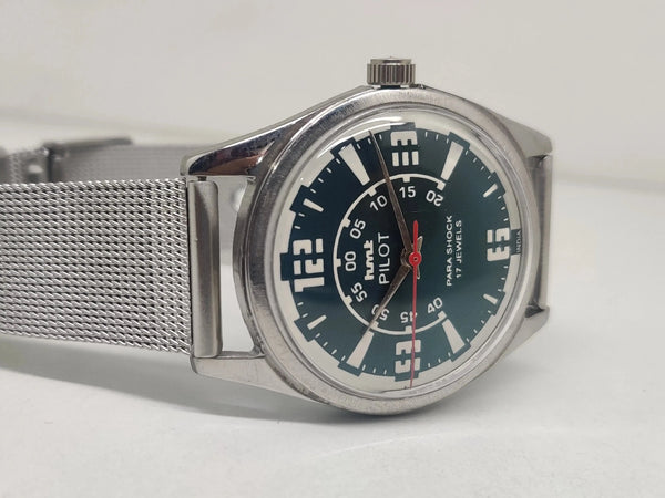 Hmt Pilot Mechanical Handwinding Movement stainless Steel Para Shock 17 Jewels Analog Dial Wrist Watch For Men National Watches