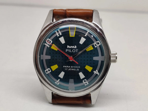 Hmt Pilot Mechanical Handwinding Movement stainless Steel Para Shock 17 Jewels Analog Dial Wrist Watch For Men National Watches